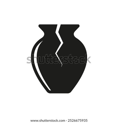 Broken jug icon. Clay jug with a crack. Vector. Flat design.