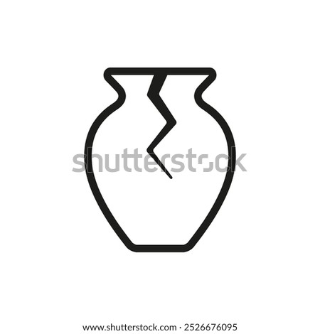 Broken jug icon. Clay jug with a crack. Vector. Line style.