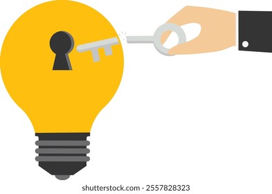 A broken key cannot be unlocked, failure or mistake causes idea lost, loss business competition, Vector illustration design concept in a flat style

