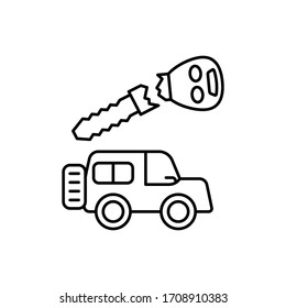 Broken key, car repair icon. Simple line, outline vector elements of garage icons for ui and ux, website or mobile application