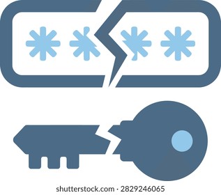 A broken key and cracked speech bubble with asterisks, representing lost communication or confidentiality