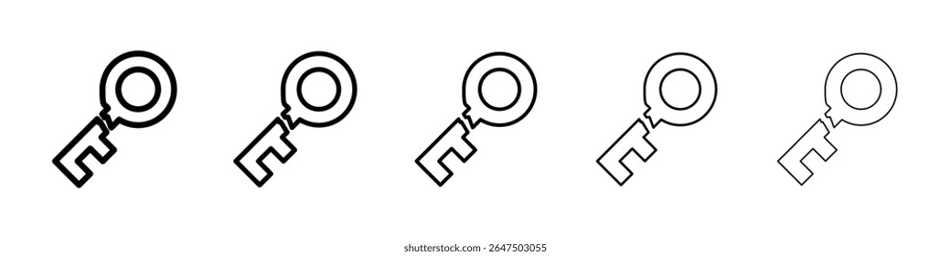 Broken key icon graphic set. trendy stroke line style