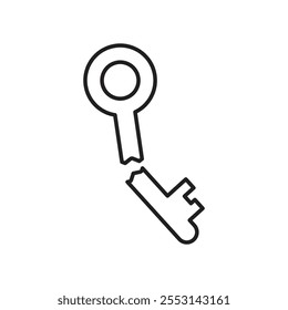 Zerbrochenes Schlüsselsymbol lineares Logo einzeln