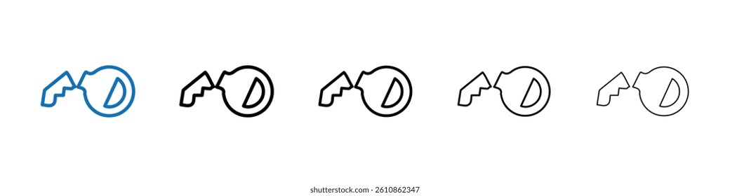 Broken key icon Outline vector logo for web ui