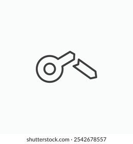 Broken key icon set in black color