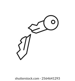 Broken key icon Simple thin line flat symbol