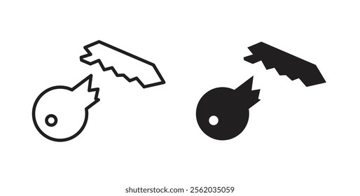 Broken key icons in flat and line style set.