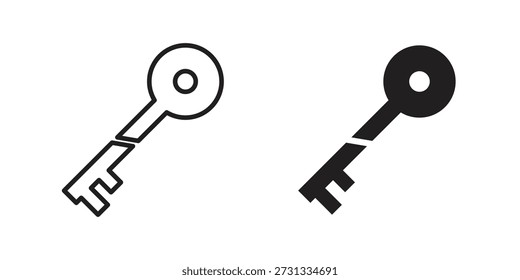 Iconos clave rotos sobre fondo blanco. Signo de Vector de línea, símbolo para Web y móvil