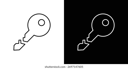 Broken key icons. simple, stroke, black icons