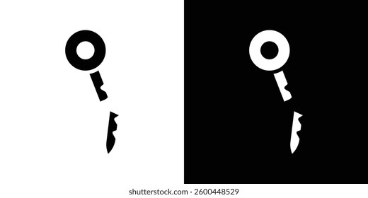 Broken key icons vectors set in solid style.