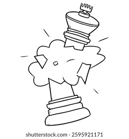 broken king piece illustration hand drawn outline vector