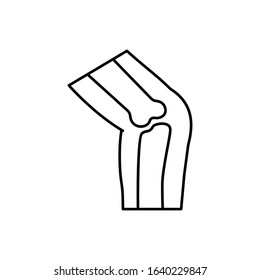 Broken knee joint bone icon. Simple line outline vector orthopedics icons for ui and ux website or mobile application