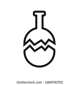 Broken laboratory beaker, Florence flask icon