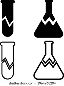 Broken Laboratory Beaker Sign. Test Tube Icon On White Background. Flat Style. 