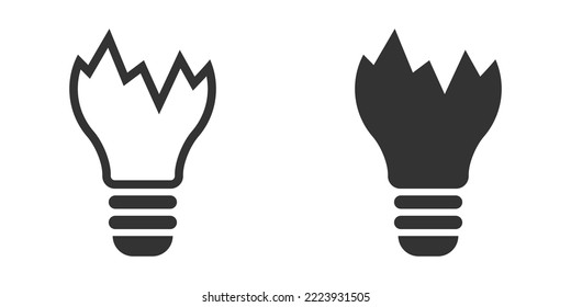 Broken lamp icon. Broken light bulb icon. Vector illustration.