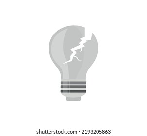 Lámpara rota aislada sobre fondo blanco. Vidrio roto. Diseño plano de ilustración vectorial.
