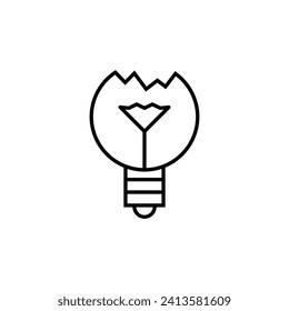 Broken Lamp Vector icon for Advertisement. Suitable for books, stores, shops. Editable stroke in minimalistic outline style. Symbol for design 