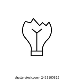 Broken Lamp Vector Line Sign. Suitable for books, stores, shops. Editable stroke in minimalistic outline style. Symbol for design 