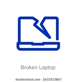 Broken Laptop and device icon concept