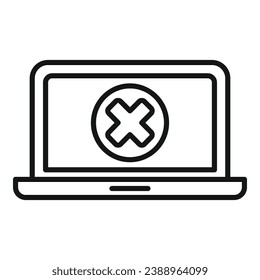 Broken laptop icon outline vector. Button tool error. Software pc project