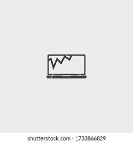 Broken Laptop Icon. Broken Laptop Vector On Gray Background