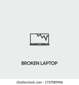 Broken Laptop Icon. Broken Laptop Vector On Gray Background