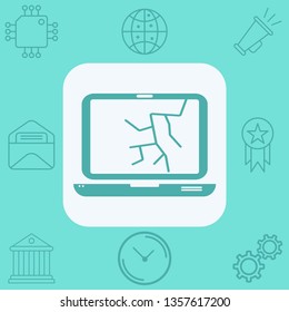 Broken laptop vector icon sign symbol