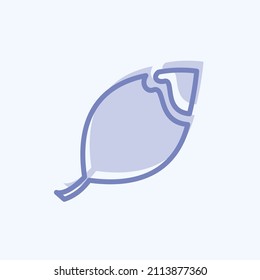 Broken Leaf Icon in trendy two tone style isolated on soft blue background