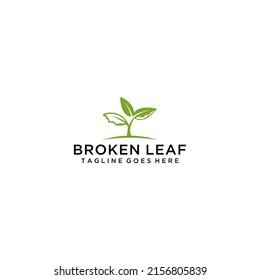 Broken leaf logo sign design