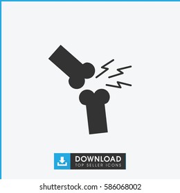 broken leg or arm icon. Simple filled broken leg or arm icon. On white background.