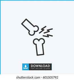 broken leg or arm icon. simple outline broken leg or arm vector icon. on white background.