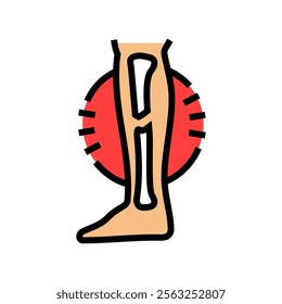 broken leg fracture injury color icon vector. broken leg fracture injury sign. isolated symbol illustration