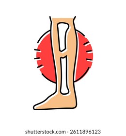 broken leg fracture injury color icon vector. broken leg fracture injury sign. isolated symbol illustration