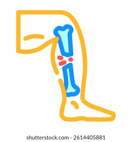 broken leg fracture injury color icon vector. broken leg fracture injury sign. isolated symbol illustration