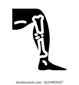 broken leg fracture injury glyph icon vector. broken leg fracture injury sign. isolated symbol illustration
