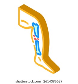 broken leg fracture injury isometric icon vector. broken leg fracture injury sign. isolated symbol illustration