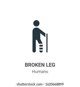 Broken leg glyph icon vector on white background. Flat vector broken leg icon symbol sign from modern humans collection for mobile concept and web apps design.