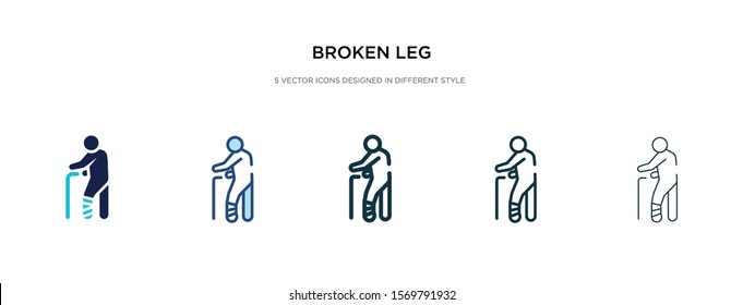 broken leg icon in different style vector illustration. two colored and black broken leg vector icons designed in filled, outline, line and stroke style can be used for web, mobile, ui