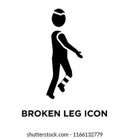 broken leg icon vector isolated on white background, broken leg transparent sign