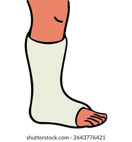 Broken leg injury bandage isolated vector illustration on white background