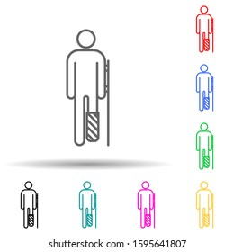 broken leg multi color style icon. Simple thin line, outline vector of disabled icons for ui and ux, website or mobile application