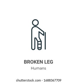 Broken leg outline vector icon. Thin line black broken leg icon, flat vector simple element illustration from editable humans concept isolated stroke on white background