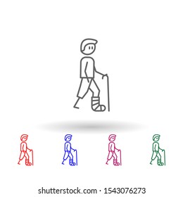 Broken leg, physiotherapy multi color icon. Simple thin line, outline vector of physiotherapy icons for ui and ux, website or mobile application