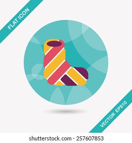 broken leg plaster flat icon with long shadow