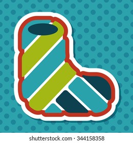 broken leg plaster flat icon with long shadow