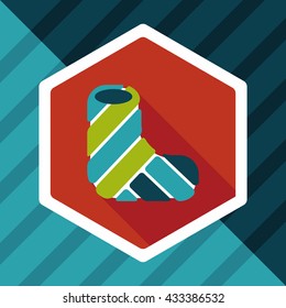 broken leg plaster flat icon with long shadow