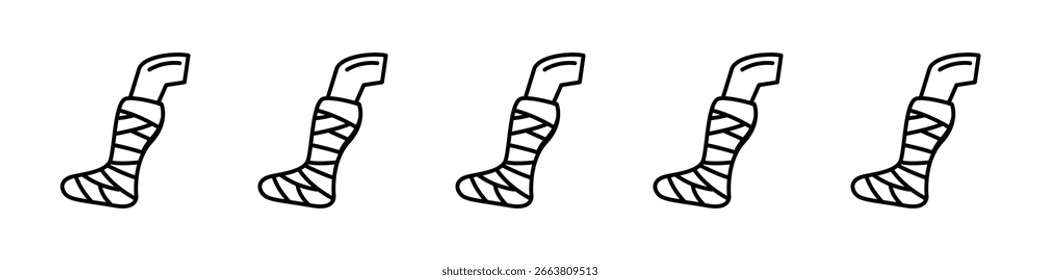 Pierna rota en un diseño de icono de yeso, logotipo, App, interfaz de usuario. Ilustración vectorial, EPS