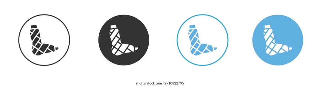 Pierna rota en un icono de yeso. Plantilla de diseño de iconos gráficos