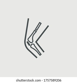 Signo de ilustración de icono de vector de pierna rota