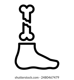 Diseño de iconos de línea de Vector de pierna rota